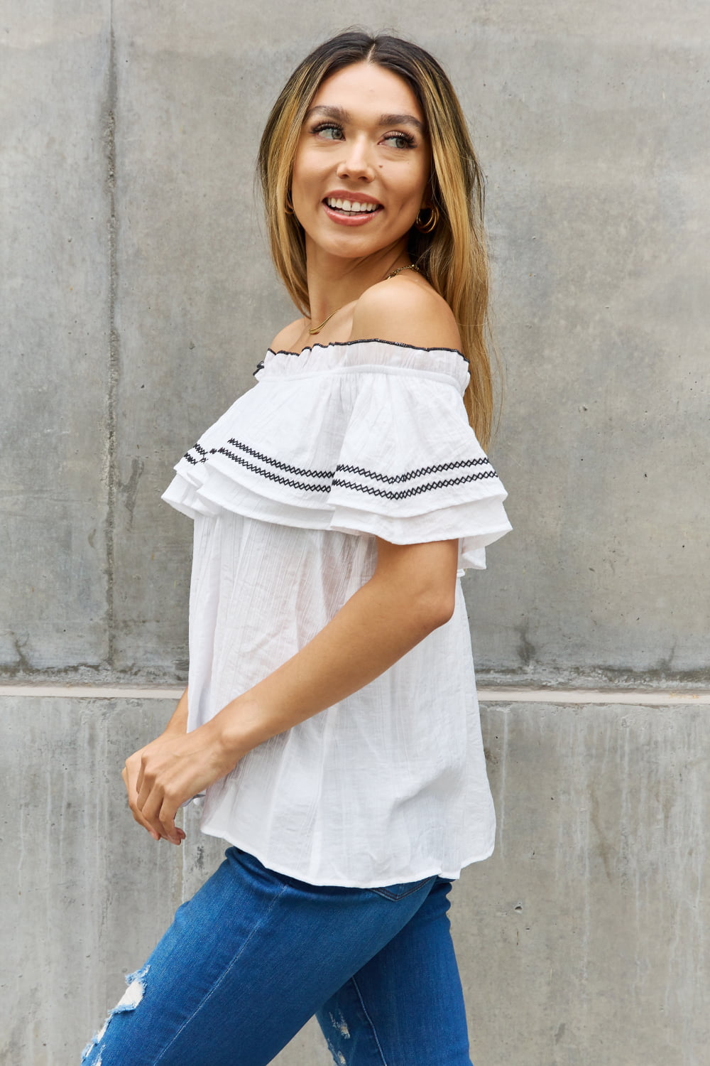 Oddi Off The Shoulder Ruffle Blouse