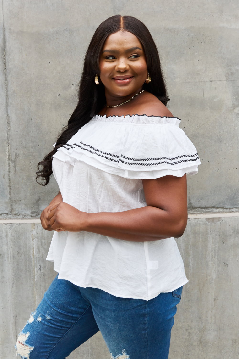 Oddi Off The Shoulder Ruffle Blouse