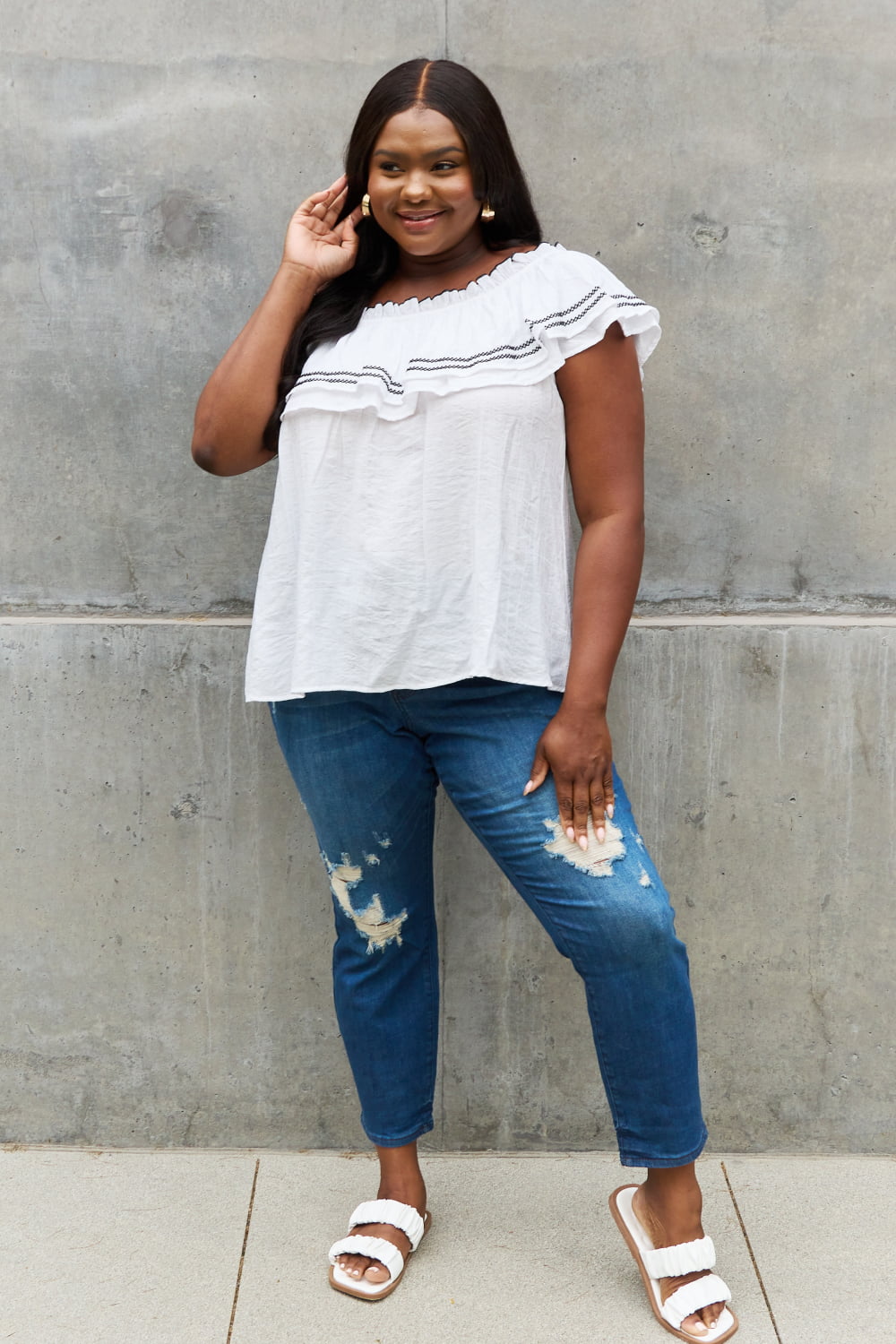 Oddi Off The Shoulder Ruffle Blouse