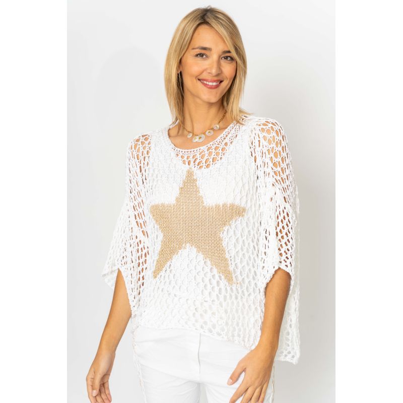 Gold Star Crochet Sweater