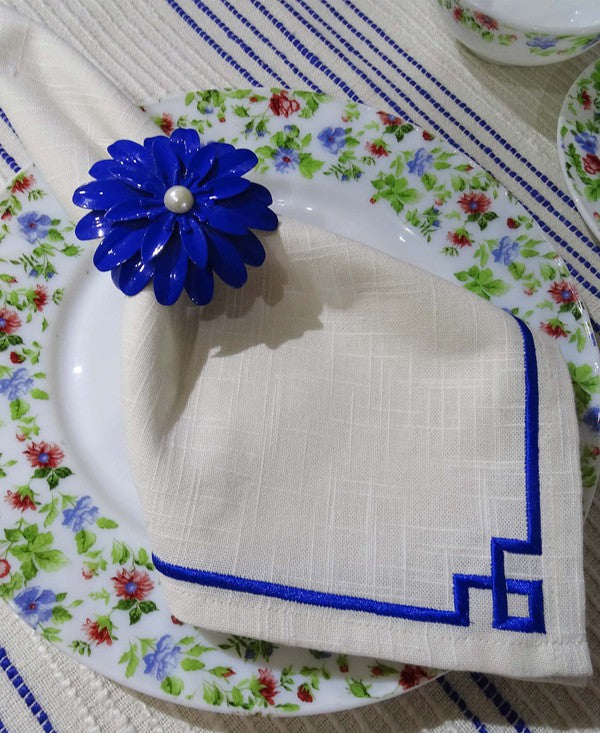 Blue Embroidery Cloth Napkin